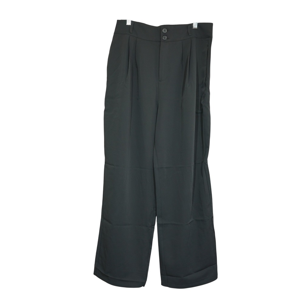 Halara Size Large Pants Black High Waisted Pleated Wide Leg Trousers Career